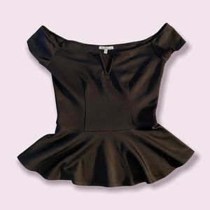 Charlotte Russe Black V-Neck Peplum Top